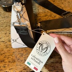 Valentino Orlandi Black and White Logo Crossbody
